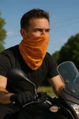 Motorcu TURUNCU ÇİÇEK Buff Maske Outdoor Boyunluk Unisex Bandana - 1