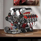 Mould King V8 Motor Yapı Blokları Setleri, Çalışan Motor Model Kiti - 2718 Parça - 2