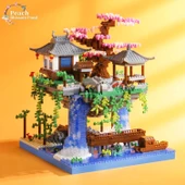 CAXIMSY Çin Mimarisi, Kiraz Çiçeği Bonsai Ağacı Ev Yapı Blok Setleri - 3320 Parça - 3