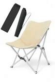 Katlanabilir Lüx Kamp ve Piknik Sandalyesi - Kalın Alüminyum İskelet - Taşıma Çantalı - Krem thumbnail 1