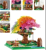 Kadablk Sakura Kiraz Çiçeği, Işıklı Gökkuşağı Çiçekleri Yapı Bloğu - 4451 Parça - 4