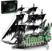 NEWABWN Işıklı Korsan Uçan Gemi Mini Yapı Blokları Seti, Hayalet Gemi - 1573 Parça - 1
