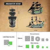 NEWABWN Işıklı Korsan Uçan Gemi Mini Yapı Blokları Seti, Hayalet Gemi - 1573 Parça - 2