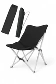 Katlanabilir Lüx Kamp ve Piknik Sandalyesi - Kalın Alüminyum İskelet - Taşıma Çantalı - Siyah thumbnail 1