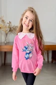 Yaka Detaylı Stitch Desenli Pembe Renk Kız Çocuk Takım - 3