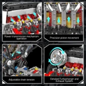 Mould King 10130 V8 Motor Yapı Blokları Seti - 2718 Parça - 6