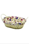 LitaeTrend Renkli Bezli Oval Hasır Ekmek Sepeti Royaleks-8821 - 1