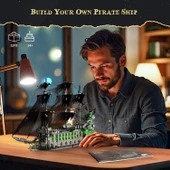 NEWABWN Işıklı Korsan Uçan Gemi Mini Yapı Blokları Seti, Hayalet Gemi - 1573 Parça - 3