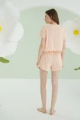 Somon Önden Düğmeli Crop Şort Takım thumbnail 2
