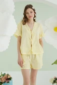 Sarı Papatya Şortlu Önden Bağlamalı Pijama Takımı thumbnail 3