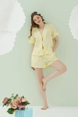 Sarı Papatya Şortlu Önden Bağlamalı Pijama Takımı thumbnail 1