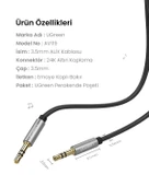 UGREEN 3.5 mm Aux Ses Kablosu, 2 Metre, Siyah, 10735 - 11