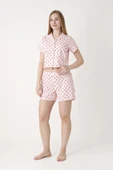 Pembe Berry Şortlu Crop Önden Düğmeli Pijama Takımı thumbnail 2