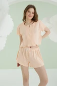 Somon Önden Düğmeli Crop Şort Takım thumbnail 1