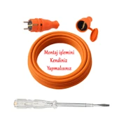 Seyyar 5 Metre Uzatma Kablosu TTR CCA Çok Telli 3x2.5 mm Elektrik Kablo Kontrol Kalem Dişi Erkek Fiş thumbnail 3