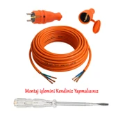Seyyar 10 Metre Uzatma Kablosu TTR CCA Çok Telli 3x2.5 mm Elektrik Kablo Kontrol Kalem Dişi Erkek Fiş thumbnail 3