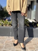 Misswhence Boru Paça Taşlanmış Kot Pantolon 38123 Lacivert thumbnail 8