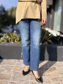 Misswhence Boru Paça Taşlanmış Kot Pantolon 38123 Lacivert thumbnail 1