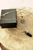 LitaeTrend Onix Doğal Taşı Zincirli El Yapımı Tasarımlı Kolye Uç: 3,5 cm Zincir: 20 cm Kutulu thumbnail 4