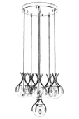 AVONNI AV-60161-6ET Eskitme Kaplama Avize E27 Metal Cam 50cm - 2
