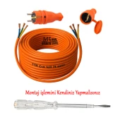 Seyyar 25 Metre Uzatma Kablosu TTR CCA Telli 3x2.5 mm Elektrik Kablo Kontrol Kalem Dişi Erkek Fiş thumbnail 3