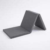 Homedius Asos Sünger 3 Kat Katlanır Yatak Katlanır Yer Yatağı Tek Kişilik Sünger Katlanır Minder Yatak 70x180x6 cm  Gri 70x180 - 1