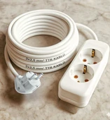 Acaroğlu - 10 Metre 3x2,5mm² TTR Kablo | İkili Uzatma Grup Priz thumbnail 1