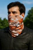 Motorcu Turuncu Kamuflaj Buff Maske Outdoor Boyunluk Unisex Bandana - 1