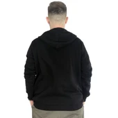 Erkek Sweatshirt Kapşonlu Zippered Basic 20543 Siyah - 4