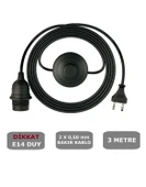 E14 Duylu 3 Metre Yerpuarlı (AÇ KAPAT ANAHTAR) Fişli Seyyar (2X0,50) (SİYAH) - 1