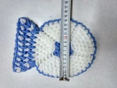 Mavi Beyaz pembe üç renkli El işi Örme Lif Takımı thumbnail 3