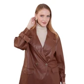 Kadın Kruvaze Yaka Deri Ceket 570030 - 9