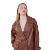 Kadın Kruvaze Yaka Deri Ceket 570030 - 10