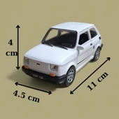 Nostaljik Metal Çek Bırak Beyaz Fiat 126 Araba Kapılar Açılır - 1