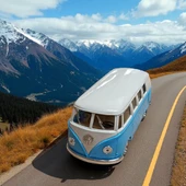 Nostaljik Metal Çek Bırak Mavi Wv Minibüs Araba Kapılar Açılır - 5