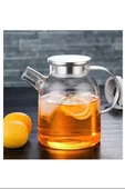 LitaeTrend Çelik Kapaklı Borosilikat Uzun Cam Demlik 1800 Ml Royaleks-CM-2003 - 1