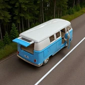 Nostaljik Metal Çek Bırak Mavi Wv Minibüs Araba Kapılar Açılır - 3