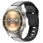Huawei Watch GT6 Pro 46mm İle Uyumlu Çift Renkli Spor Silikon Kordon Nefes Alabilir Konforlu  Füme thumbnail 6