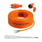 Seyyar 50 Metre Uzatma Kablosu TTR CCA Telli 3x2.5 mm Elektrik Kablo Kontrol Kalem Dişi Erkek Fiş thumbnail 1