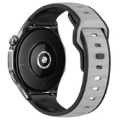 Huawei Watch GT6 Pro 46mm İle Uyumlu Çift Renkli Spor Silikon Kordon Nefes Alabilir Konforlu  Füme thumbnail 2