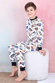 Erkek Çocuk İş Makineleri Baskılı Pijama Takımı 1-7 Yaş 12291 thumbnail 3