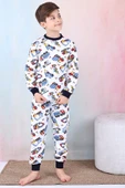 Erkek Çocuk İş Makineleri Baskılı Pijama Takımı 1-7 Yaş 12291 thumbnail 4