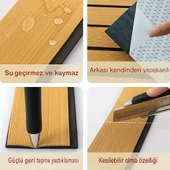 240 x 120 cm EVA Suni Teak (Tik) Deck 3M Bantlı Tekne, Yat, Havuz Kenarı ve Karavan için Zemin Kaplaması thumbnail 4