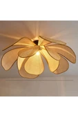 burenze Modern İskandinav Tasarım Bohem Rose Çiçek Tavan Avize Hazeran Hasır Rattan Salon Avizesi - 3