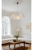 burenze Modern Tasarım White Orchid Çiçek Sarkıt Avize Boheme Beyaz Kumaş Salon Oturma Odası Mutfak Avizesi - 3
