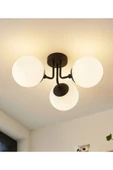 burenze Modern Tasarım Tavana Sıfır Emma Beyaz Glop Camlı Avize Salon Mutfak Oturma Odası Avize Eskitme Gold - 1