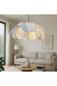 burenze Modern Tasarım White Orchid Çiçek Sarkıt Avize Boheme Beyaz Kumaş Salon Oturma Odası Mutfak Avizesi - 4