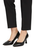 Aspor Siyah Kırışık Kadın Topuklu Ayakkabı - 1
