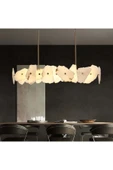 burenze Luxury Exclusive Modern Marble Tasarım Ledli Mermer Avize Eskitme Gold Sarı Led Avize Elips 100 Cm - 2