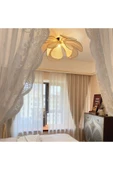 burenze Modern İskandinav Tasarım Bohem Rose Çiçek Tavan Avize Hazeran Hasır Rattan Salon Avizesi - 2